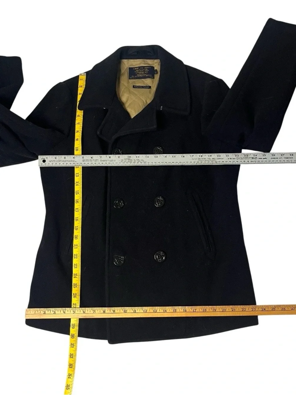 J CREW Bayswater Peacoat Black Wool Jacket Military Grade Mens Size Large
